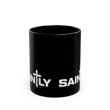Saintly Black Ceramic Mug