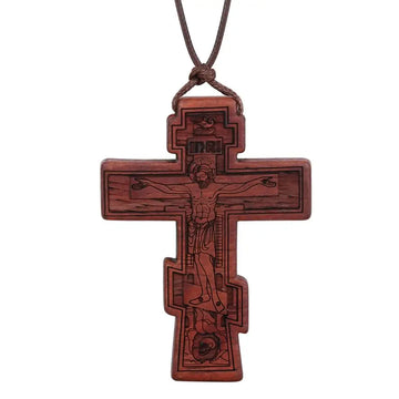 Red Black Wood Cross Necklaces for Men