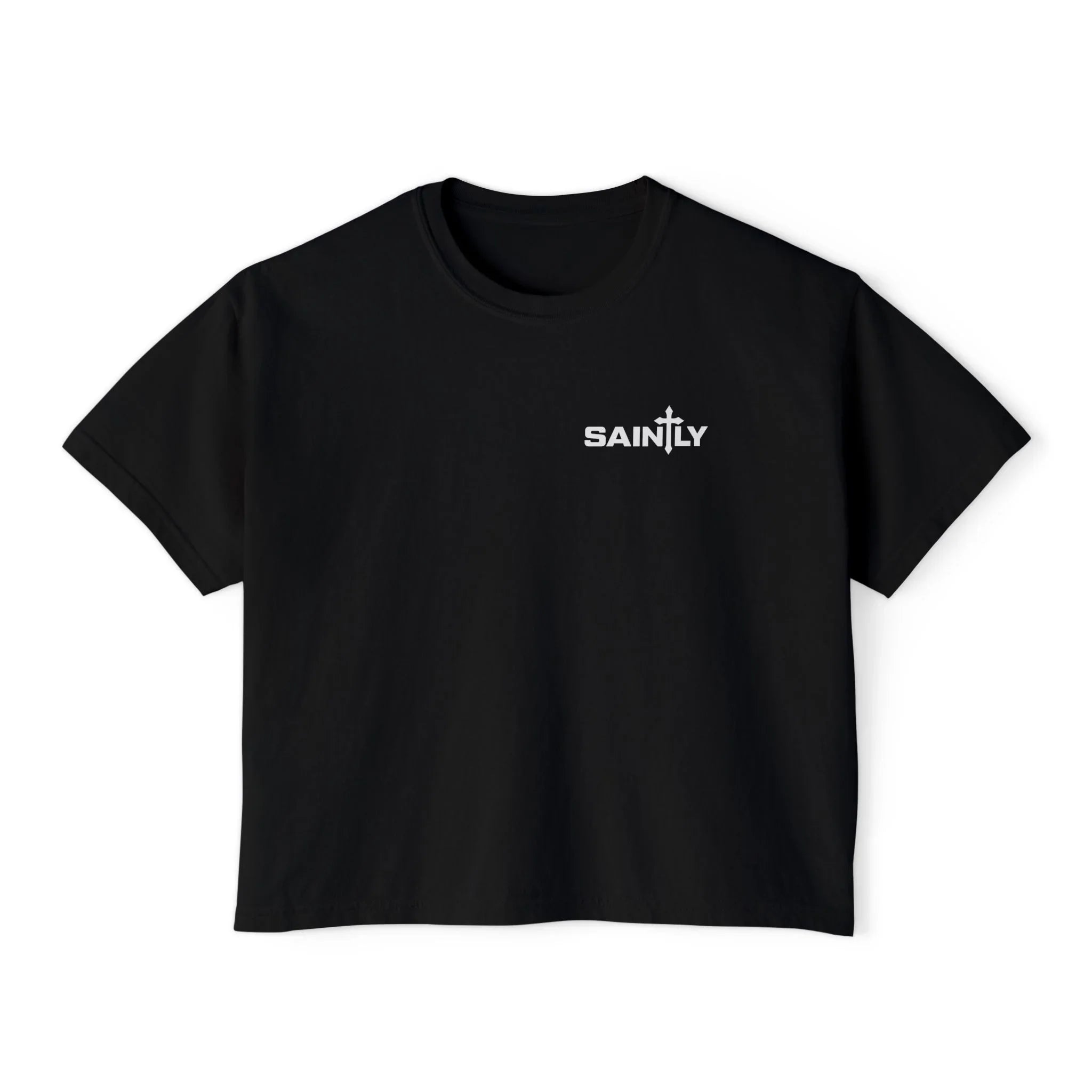 Saintly Women’s Christian Bible Verse Boxy Tee – Called To Be Saints Design