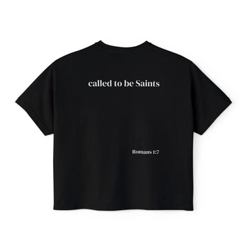 Saintly Women’s Christian Bible Verse Boxy Tee – Called To Be Saints Design