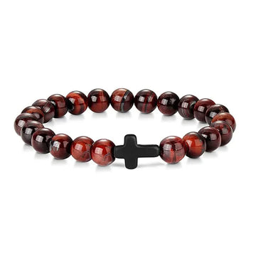 Natural Stone Wood Beads Christian Bracelet