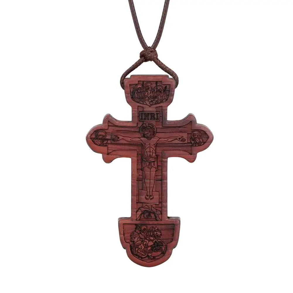 Red Black Wood Cross Necklaces for Men