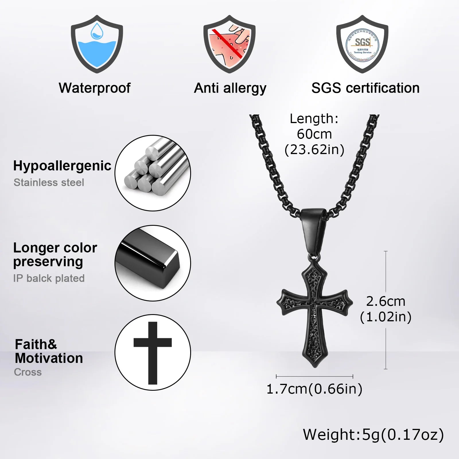 Cross Pendant Necklace for Men