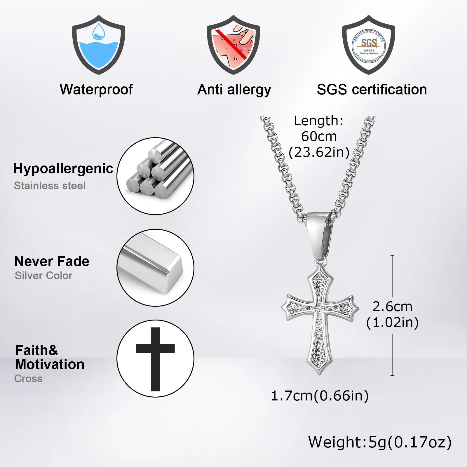 Cross Pendant Necklace for Men