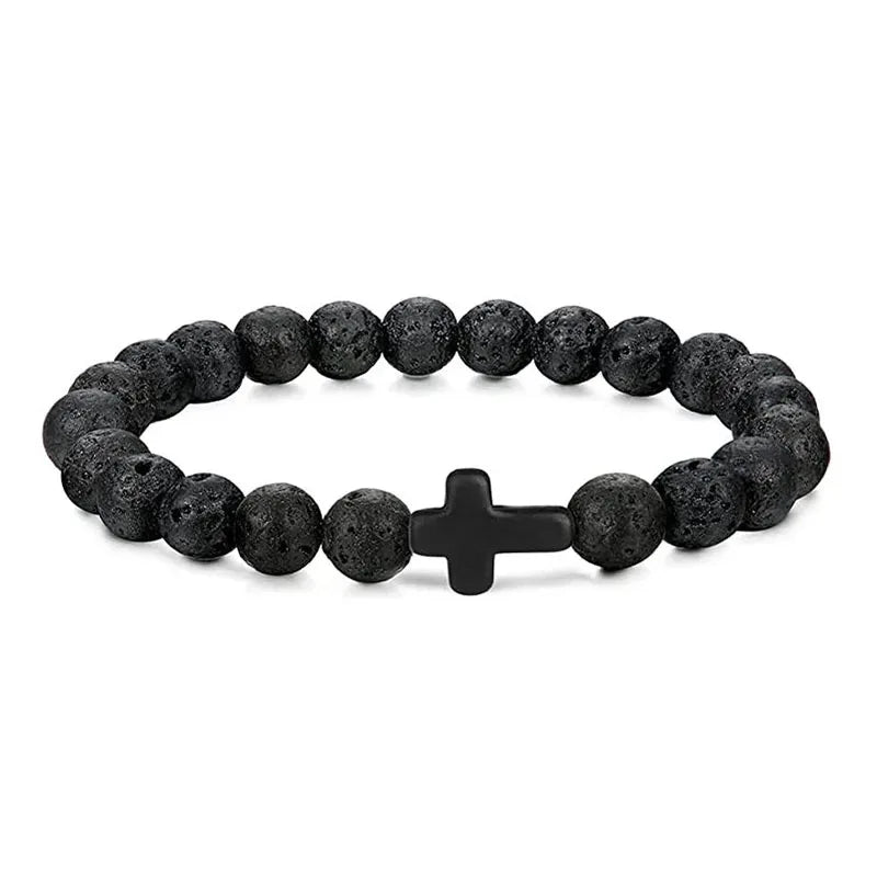 Natural Stone Wood Beads Christian Bracelet