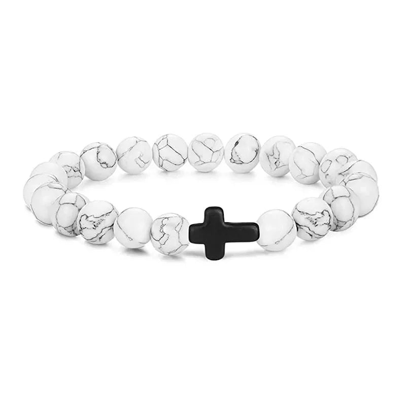 Natural Stone Wood Beads Christian Bracelet