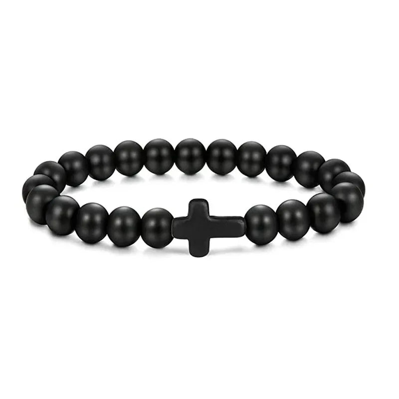 Natural Stone Wood Beads Christian Bracelet
