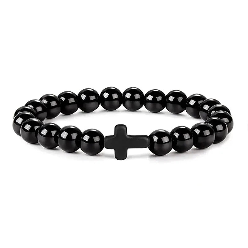 Natural Stone Wood Beads Christian Bracelet