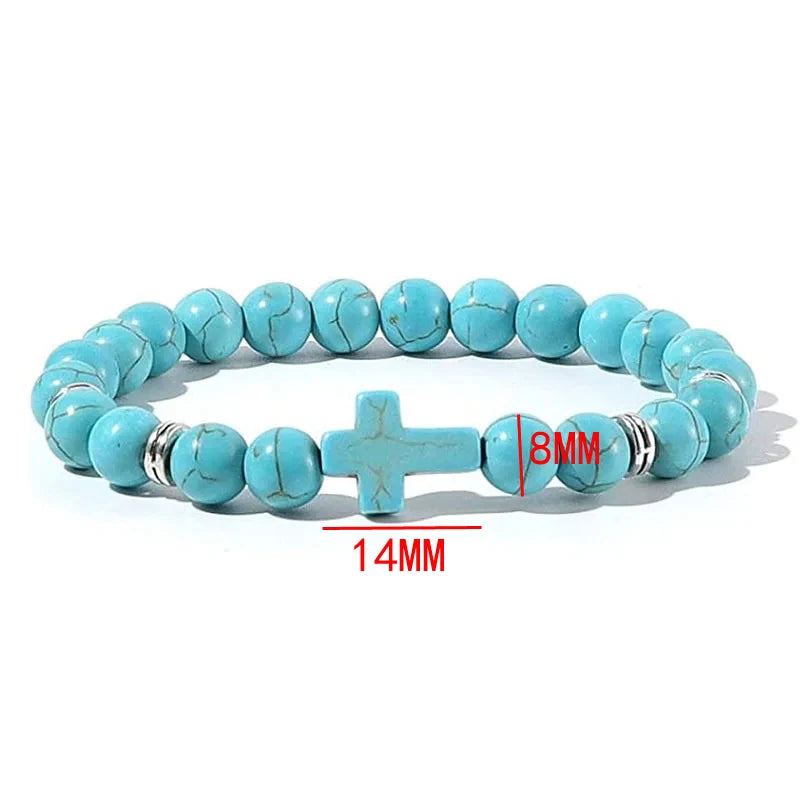 Natural Stone Wood Beads Christian Bracelet